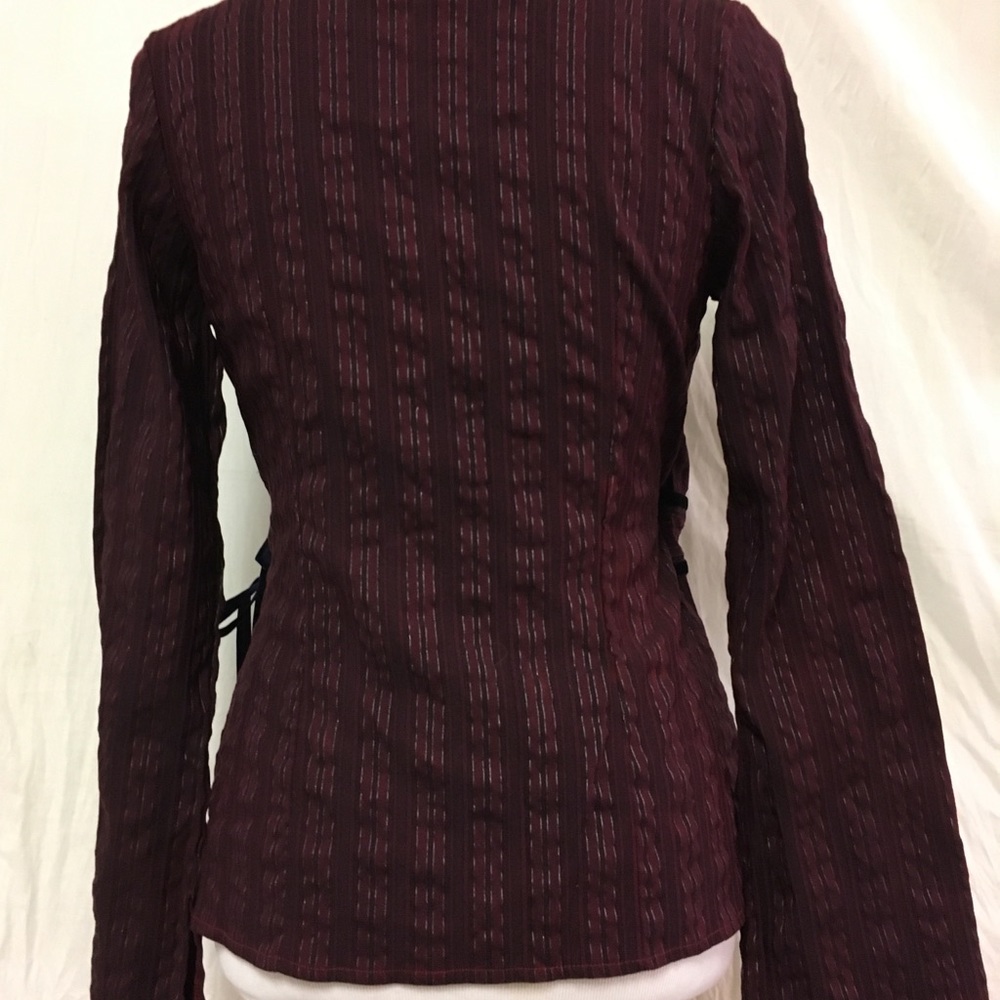 Vanity Brand Wrap Top Blouse Long Sleeves Striped - Picture 5 of 6